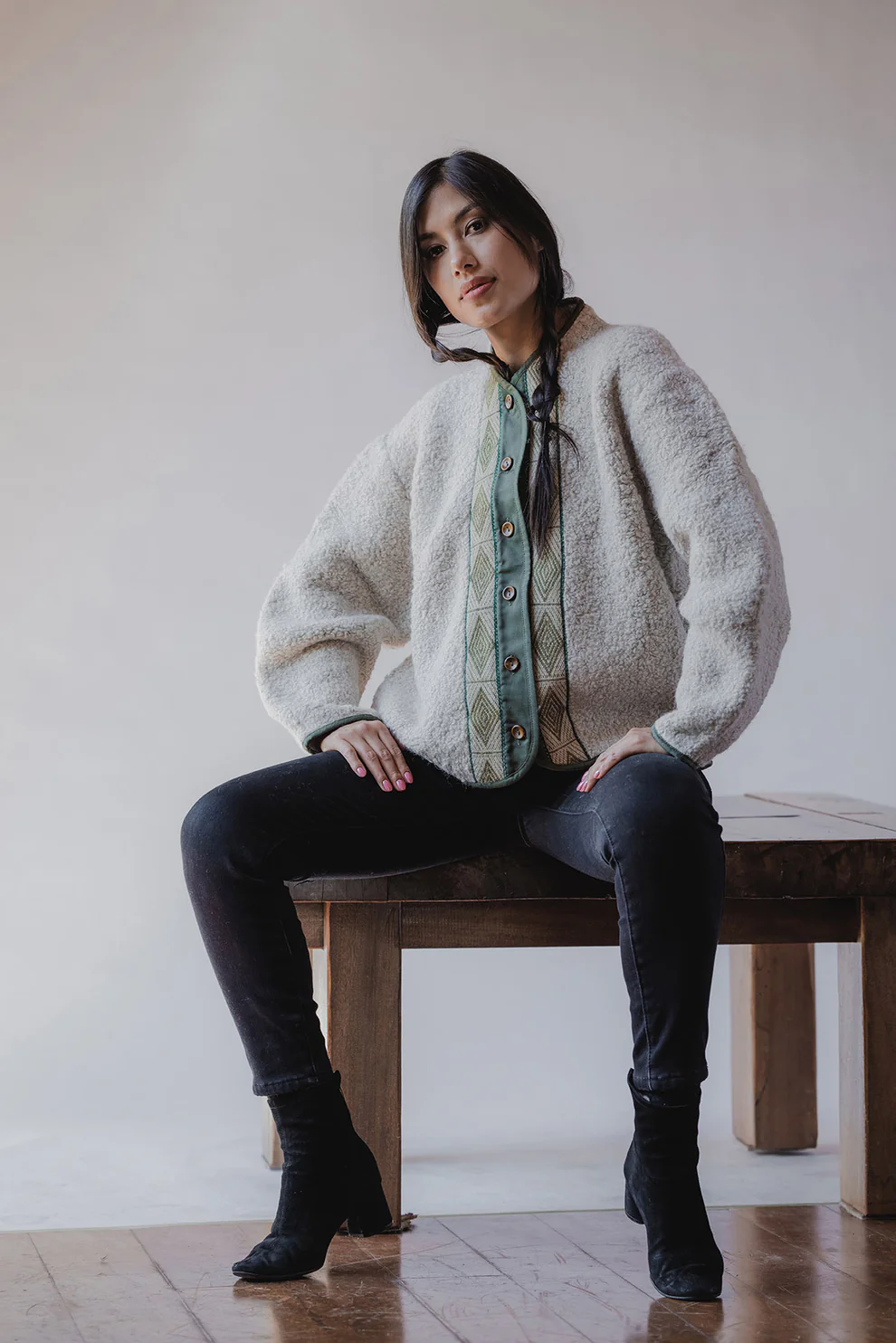 Chompa 50% alpaca 50% oveja Blanco Perla